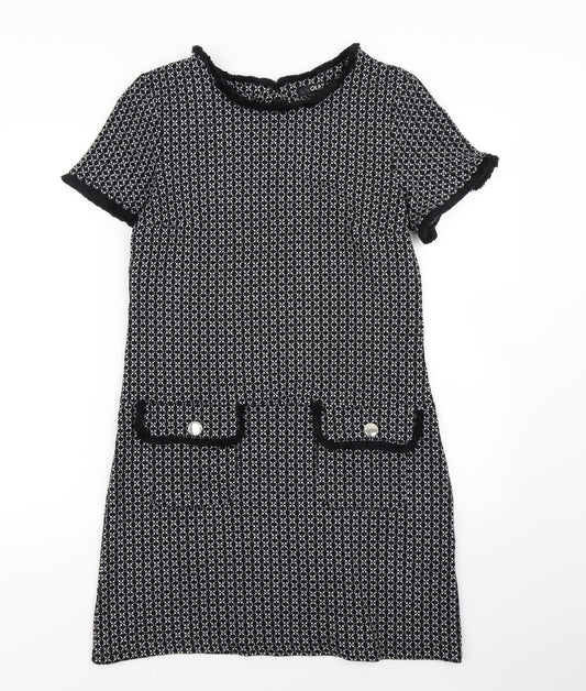 Quiz Womens Black Herringbone  Mini  Size 8