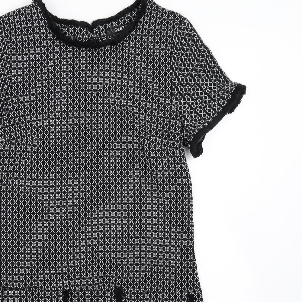 Quiz Womens Black Herringbone  Mini  Size 8