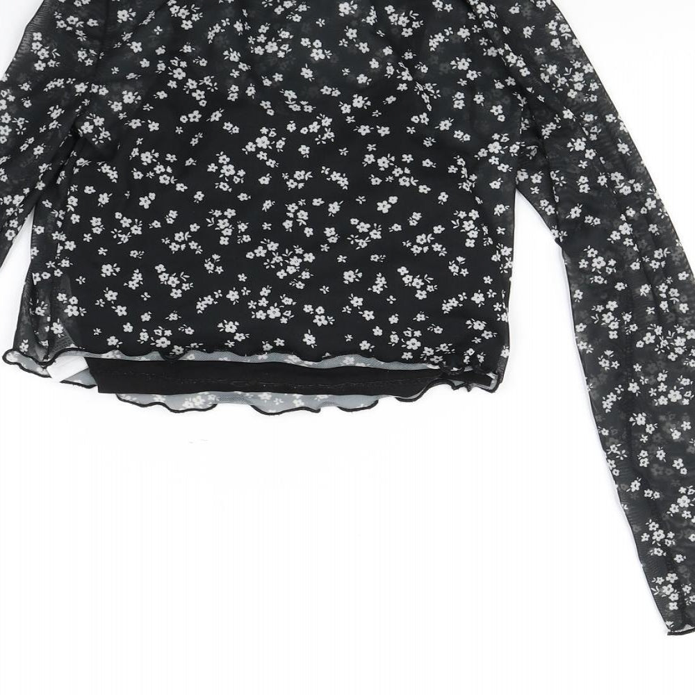 New Look Girls Black Polka Dot  Basic Blouse Size 10 Years