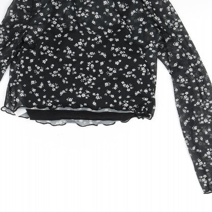New Look Girls Black Polka Dot  Basic Blouse Size 10 Years