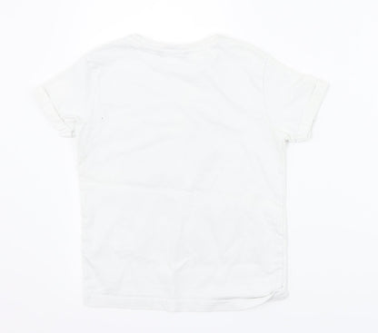 George Boys White   Basic T-Shirt Size 6-7 Years  - animals