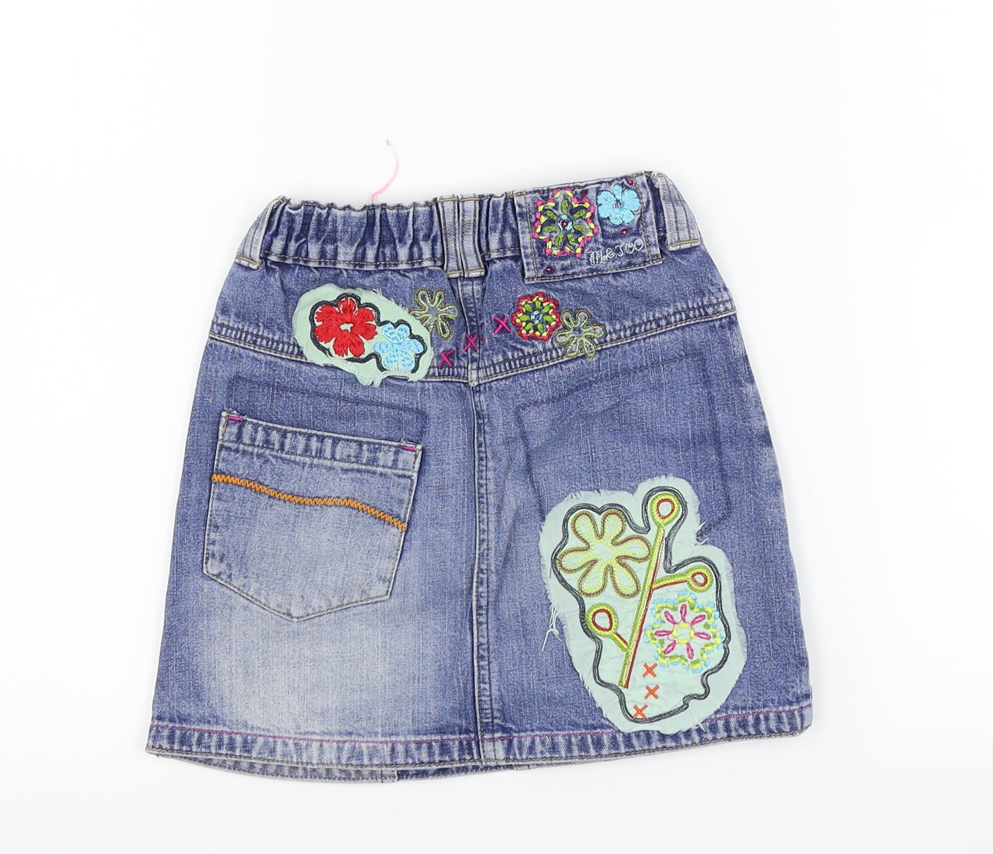 Me Too Girls Blue Floral Denim A-Line Skirt Size 6 Years
