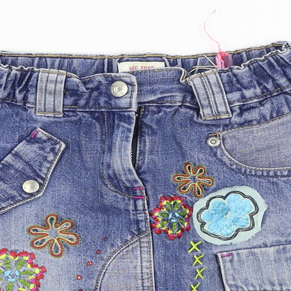 Me Too Girls Blue Floral Denim A-Line Skirt Size 6 Years