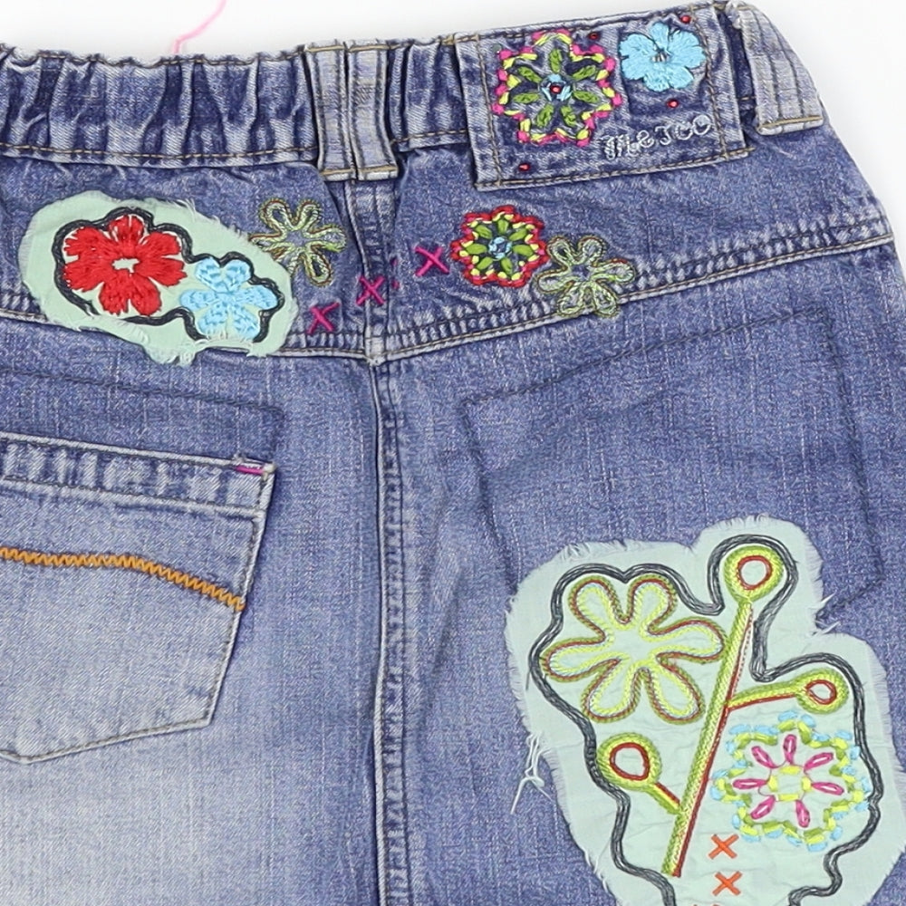 Me Too Girls Blue Floral Denim A-Line Skirt Size 6 Years