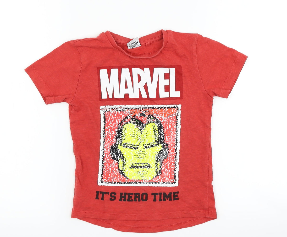 Next Boys Red   Basic T-Shirt Size 4 Years  - marvel iron man