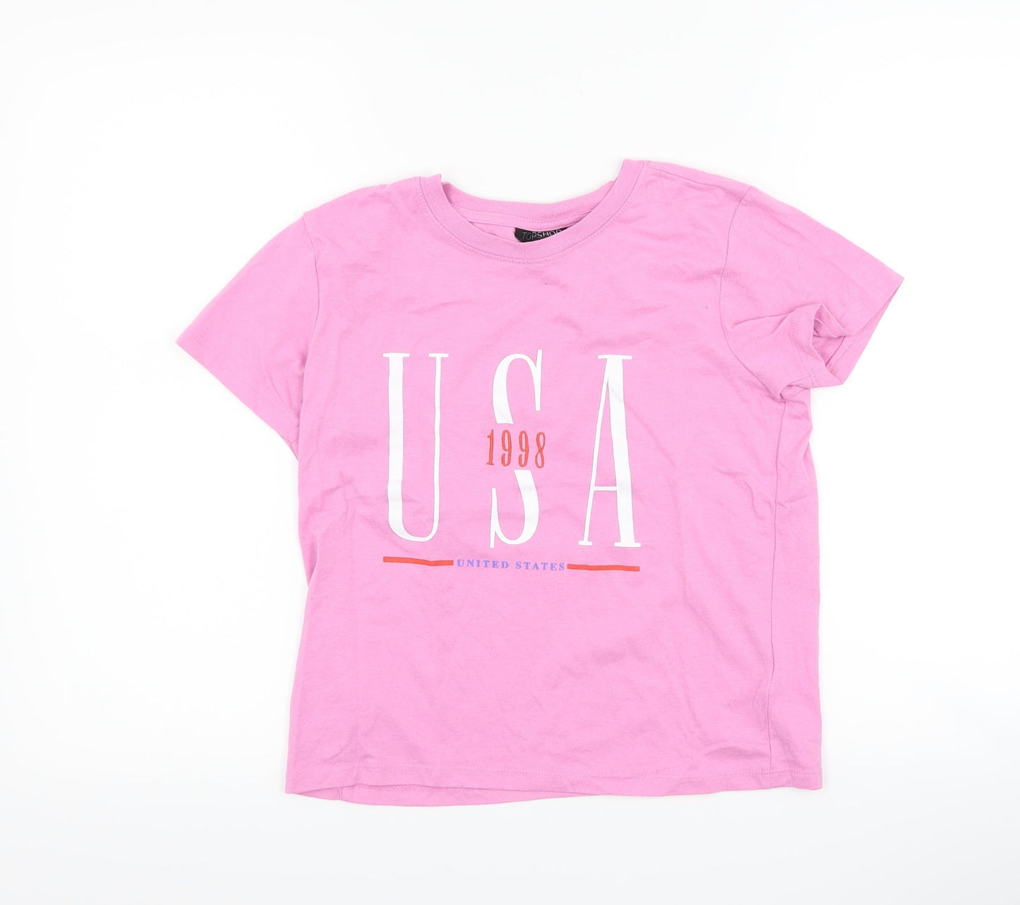 Womens UK Size 6 Topshop Pink Basic T-Shirt