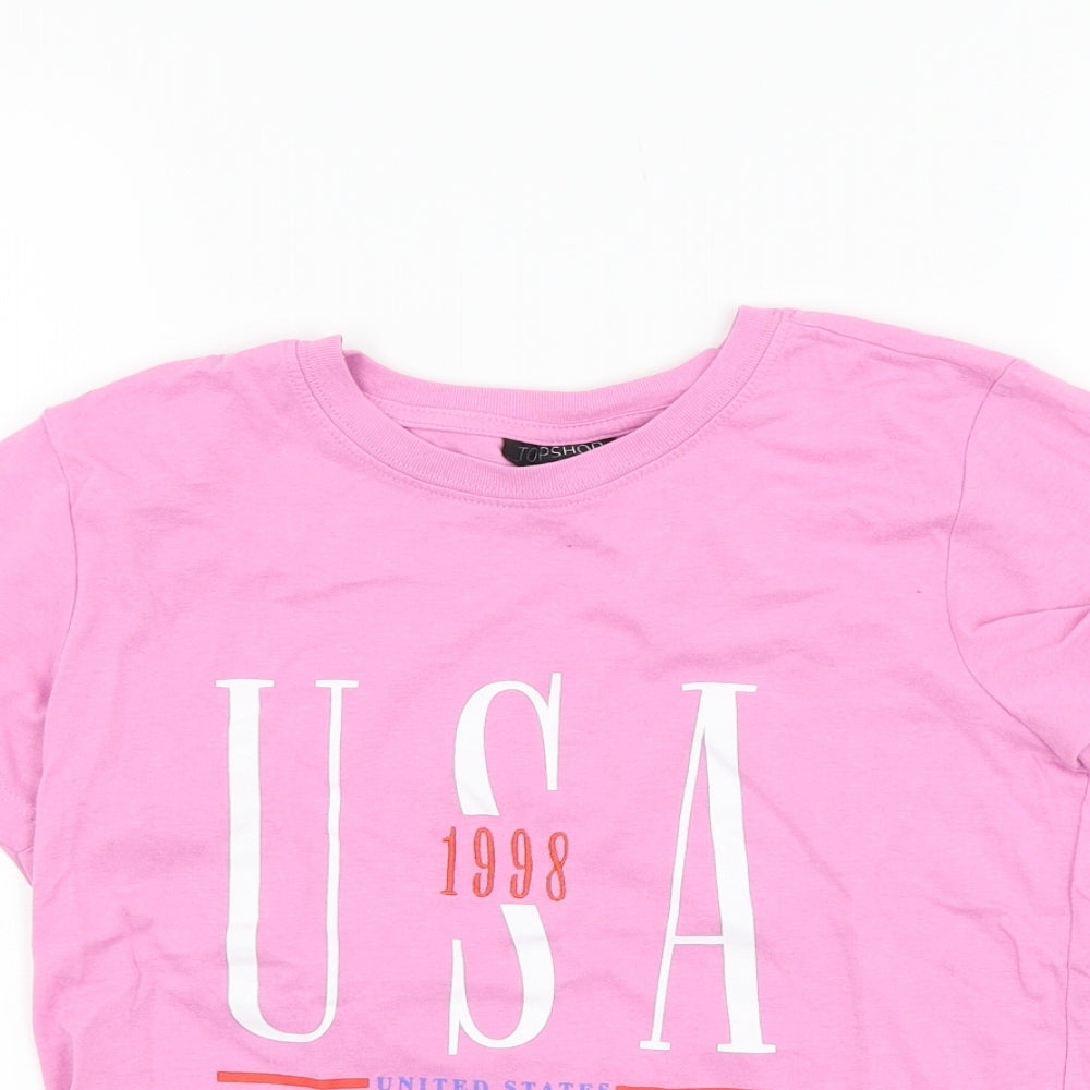 Womens UK Size 6 Topshop Pink Basic T-Shirt