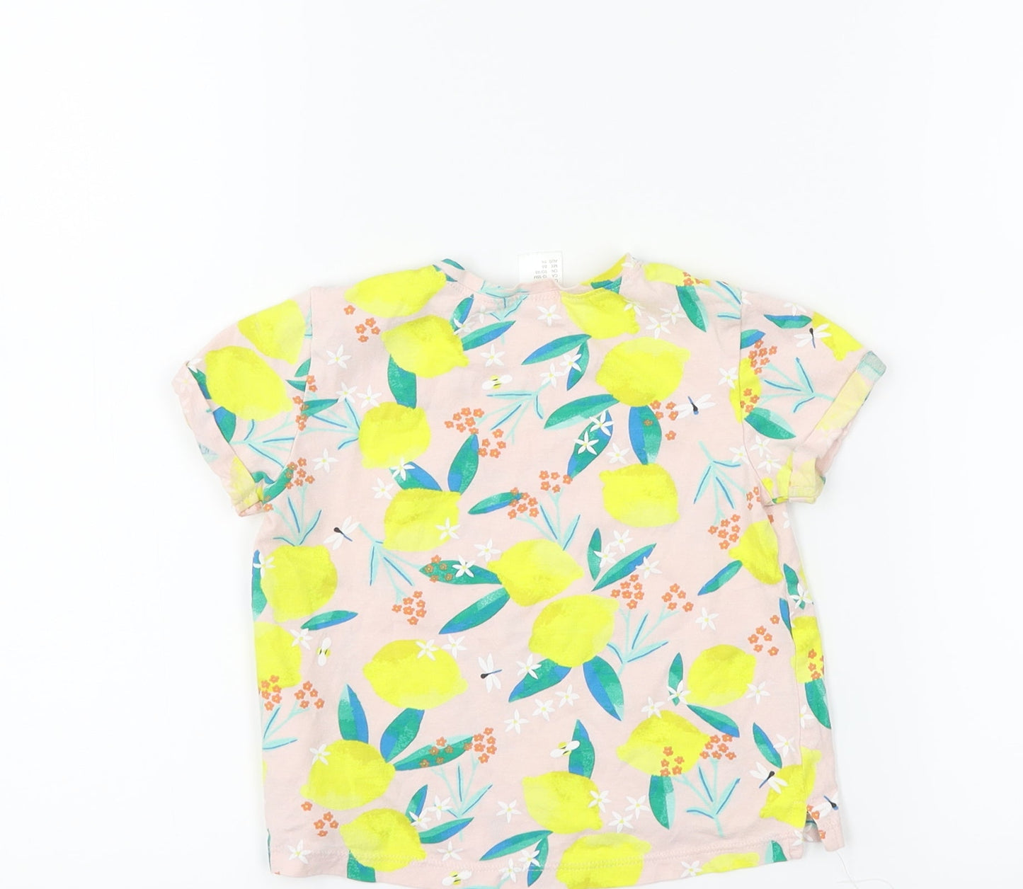 H&M Girls Pink Floral  Basic T-Shirt Size 18-24 Months  - lemons squeeze the day