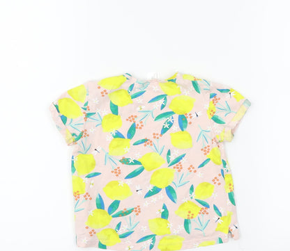 H&M Girls Pink Floral  Basic T-Shirt Size 18-24 Months  - lemons squeeze the day