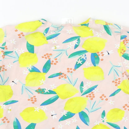 H&M Girls Pink Floral  Basic T-Shirt Size 18-24 Months  - lemons squeeze the day
