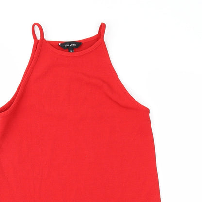 Womens UK Size 8 New Look Red Basic Blouse