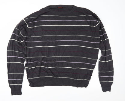 Matalan Mens Grey Striped Knit Pullover Jumper Size XL