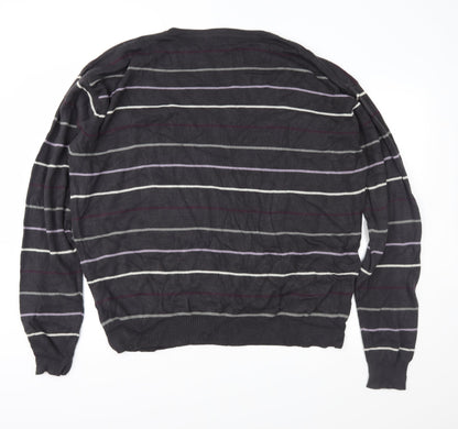 Matalan Mens Grey Striped Knit Pullover Jumper Size XL