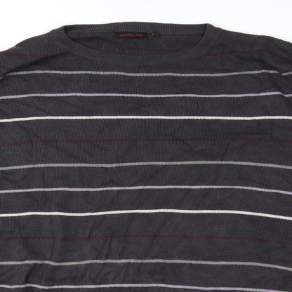 Matalan Mens Grey Striped Knit Pullover Jumper Size XL