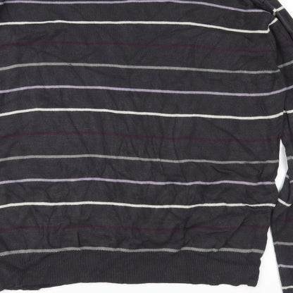 Matalan Mens Grey Striped Knit Pullover Jumper Size XL