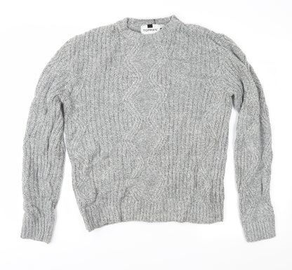 Topman Mens Grey  Knit Pullover Jumper Size S