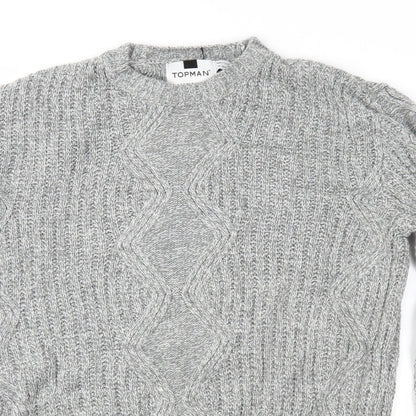 Topman Mens Grey  Knit Pullover Jumper Size S