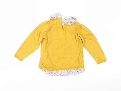 H&M Girls Yellow Floral Knit Pullover Jumper Size 3 Years
