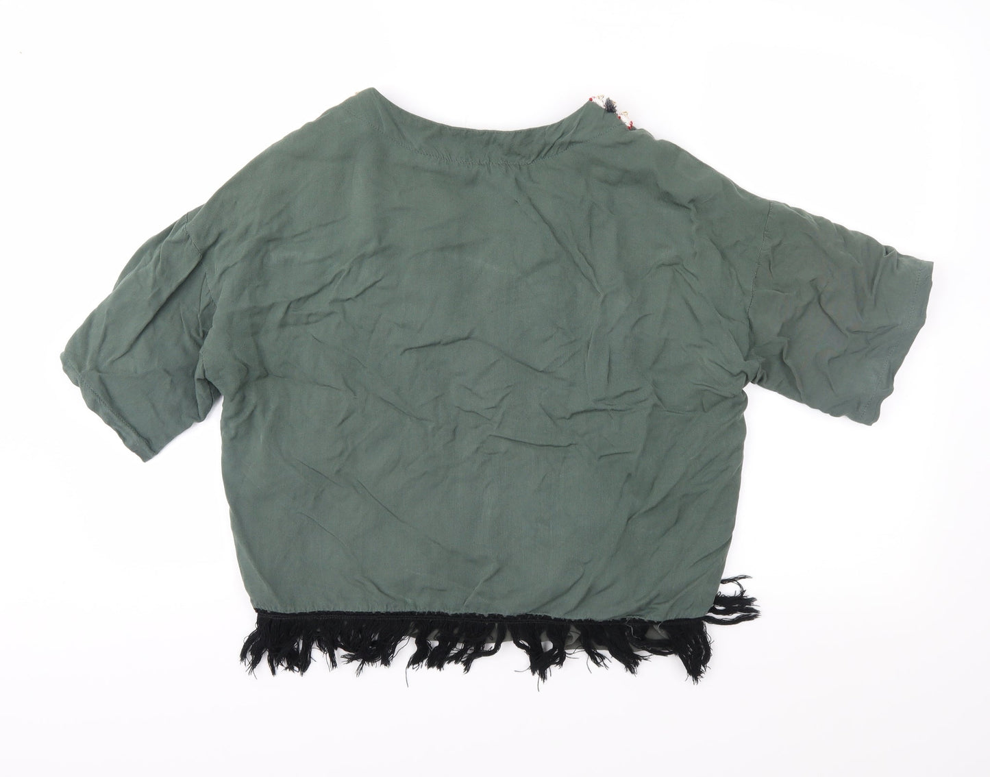 Cherry Womens Green Geometric  Basic Blouse Size 12