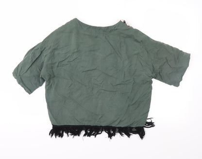 Cherry Womens Green Geometric  Basic Blouse Size 12