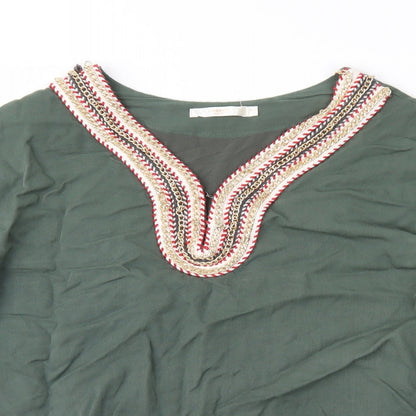 Cherry Womens Green Geometric  Basic Blouse Size 12