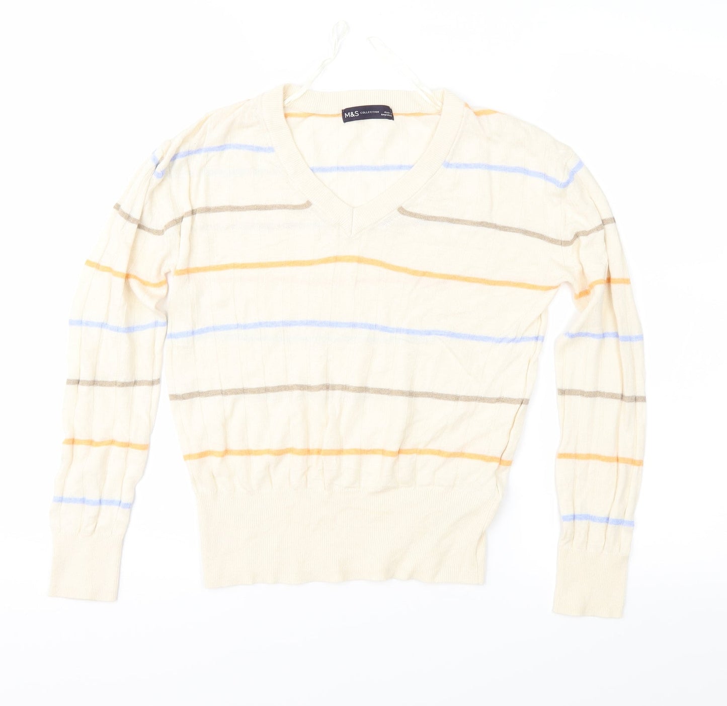 Marks and Spencer Womens Beige Striped Knit Pullover Jumper Size S