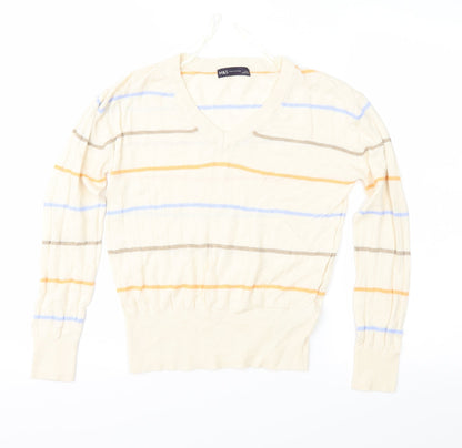 Marks and Spencer Womens Beige Striped Knit Pullover Jumper Size S