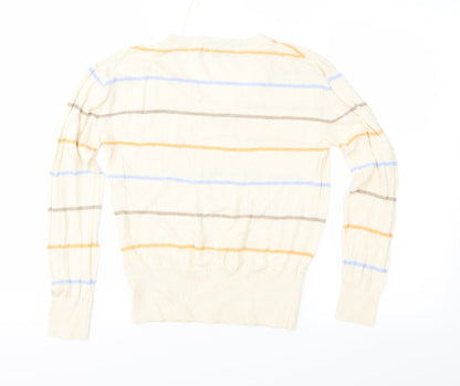 Marks and Spencer Womens Beige Striped Knit Pullover Jumper Size S