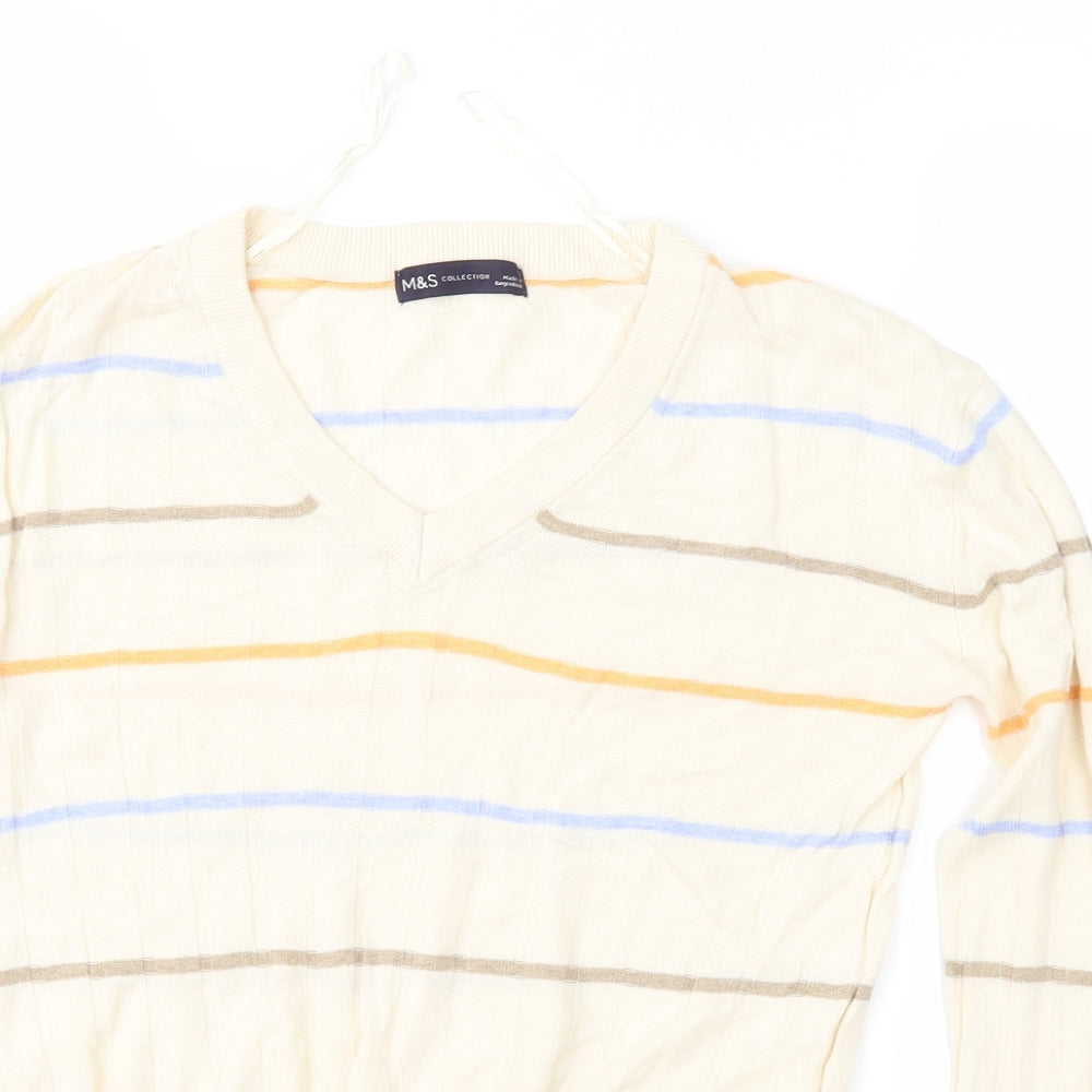 Marks and Spencer Womens Beige Striped Knit Pullover Jumper Size S