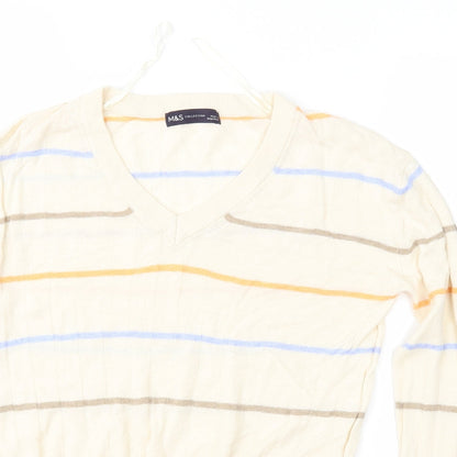Marks and Spencer Womens Beige Striped Knit Pullover Jumper Size S