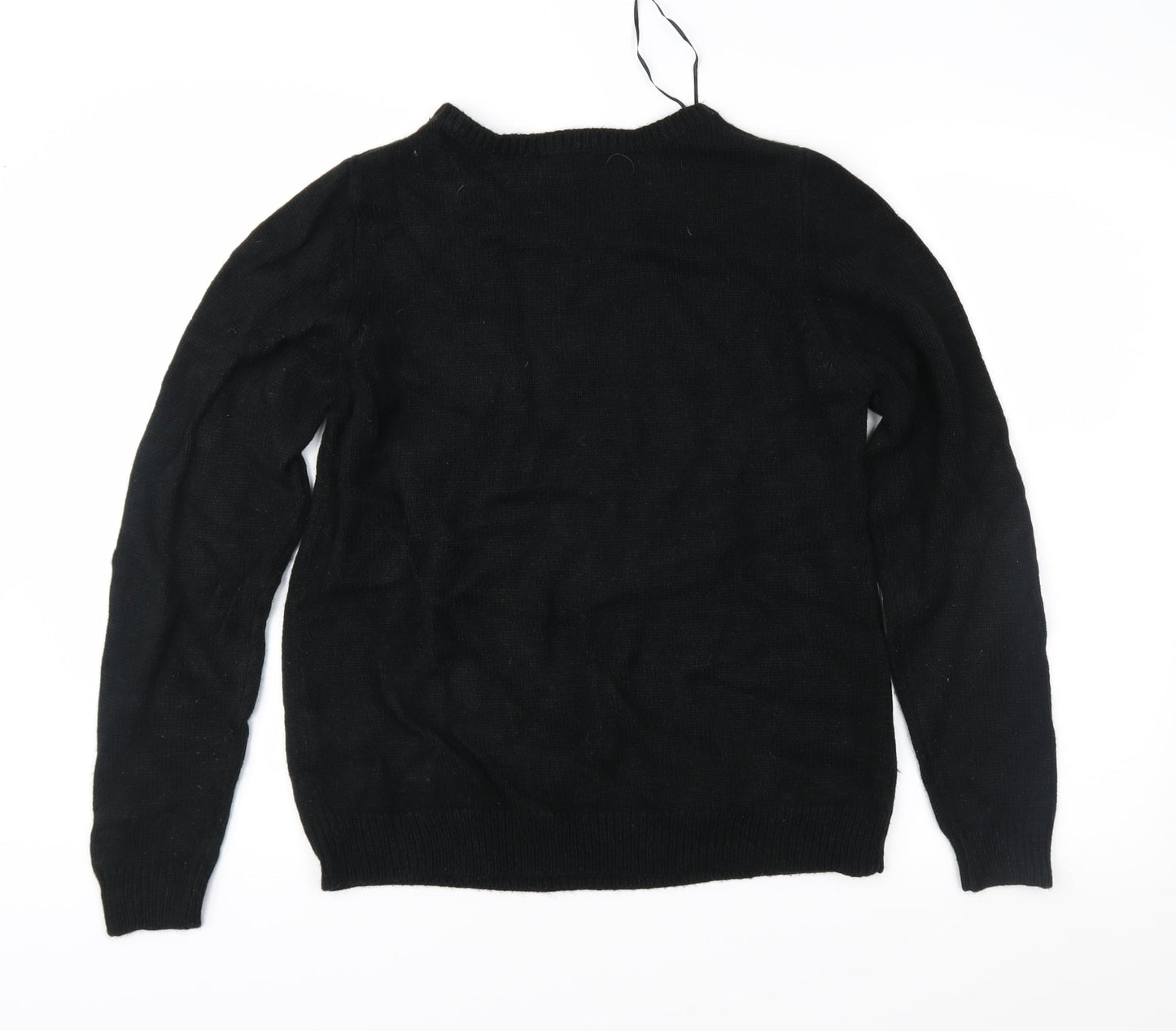 Yessica Womens Black Geometric Knit Pullover Jumper Size M