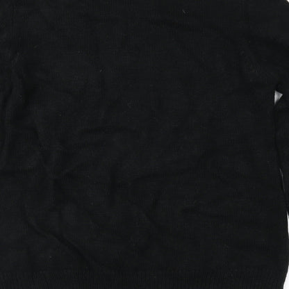Yessica Womens Black Geometric Knit Pullover Jumper Size M