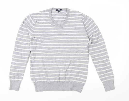 Gap Mens Grey Striped Knit Pullover Jumper Size XS