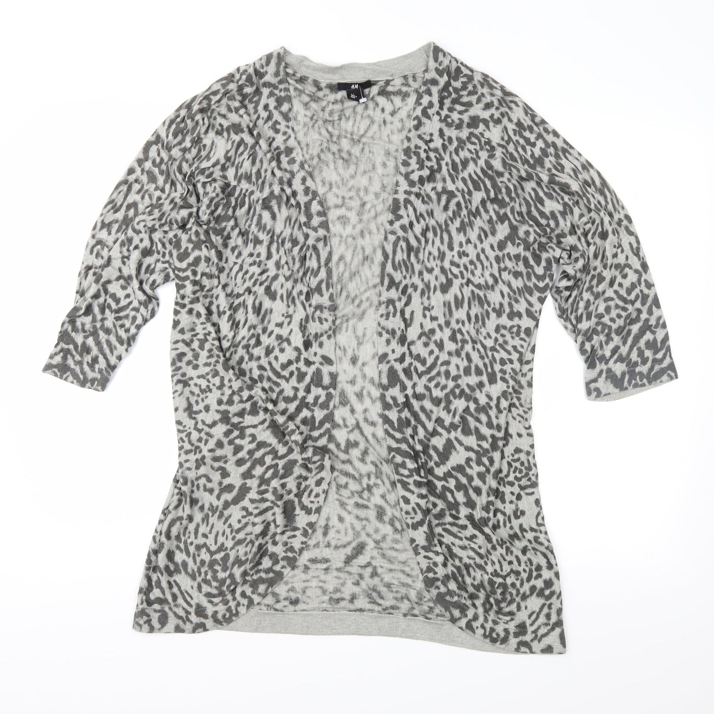 H&M Womens Grey Animal Print Knit Cardigan Jumper Size S