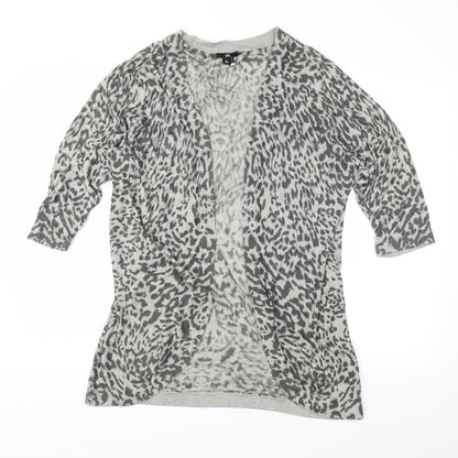 H&M Womens Grey Animal Print Knit Cardigan Jumper Size S