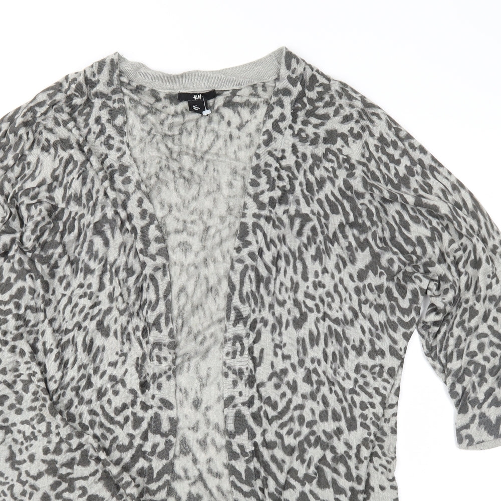 H&M Womens Grey Animal Print Knit Cardigan Jumper Size S