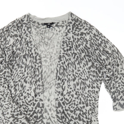 H&M Womens Grey Animal Print Knit Cardigan Jumper Size S