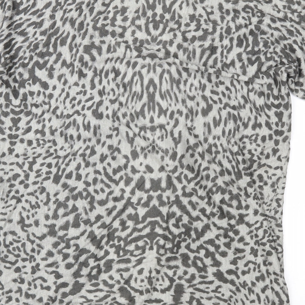 H&M Womens Grey Animal Print Knit Cardigan Jumper Size S