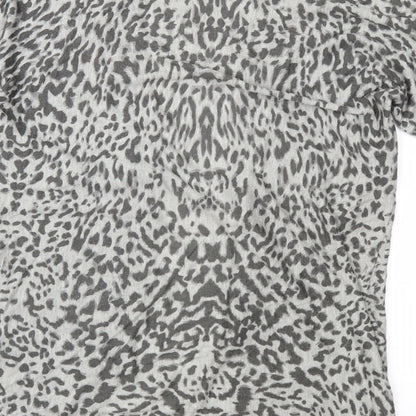H&M Womens Grey Animal Print Knit Cardigan Jumper Size S
