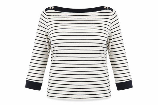 Falmer Heritage Womens Ivory Striped Knit Pullover Jumper Size 14