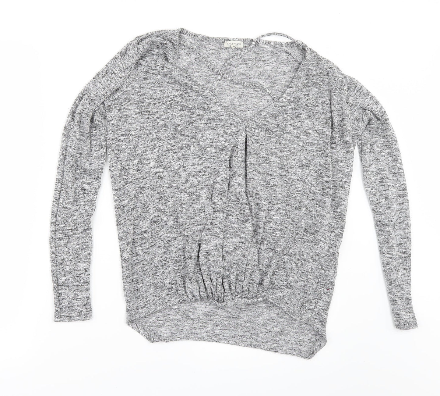 Womens UK Size 8 River Island Grey Basic T-Shirt