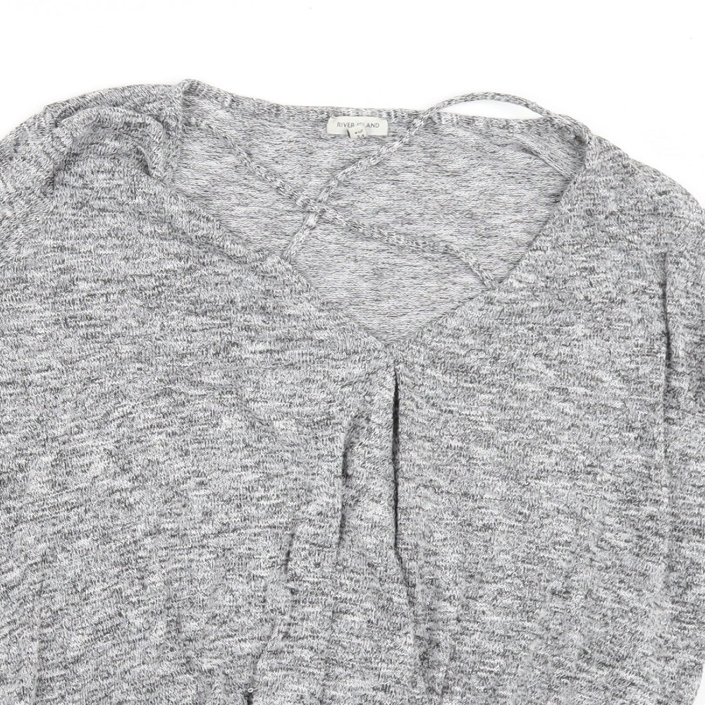 Womens UK Size 8 River Island Grey Basic T-Shirt