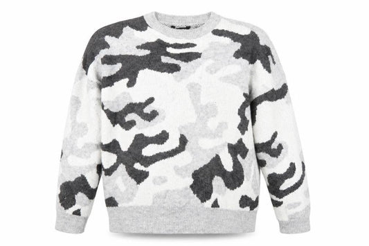 Peacocks Womens Grey Animal Print  Pullover Jumper Size L