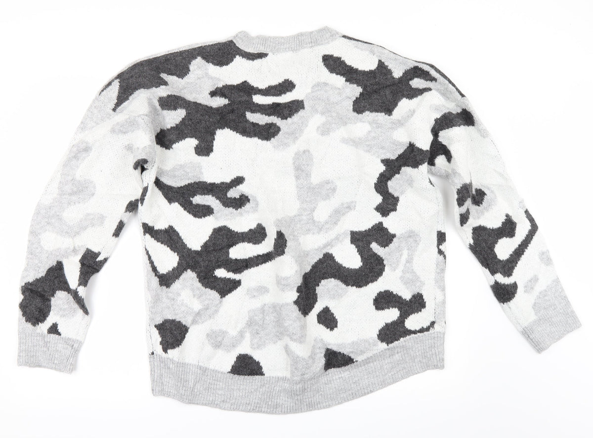 Peacocks Womens Grey Animal Print  Pullover Jumper Size L