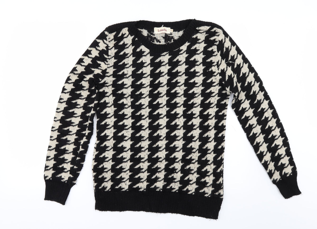 Louche Womens Black Check  Pullover Jumper Size 10