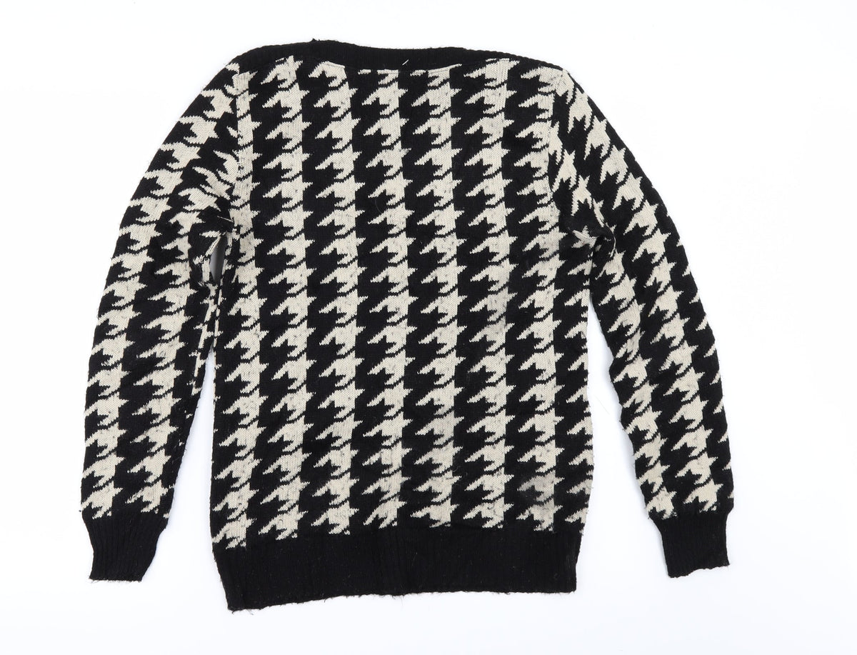 Louche Womens Black Check  Pullover Jumper Size 10
