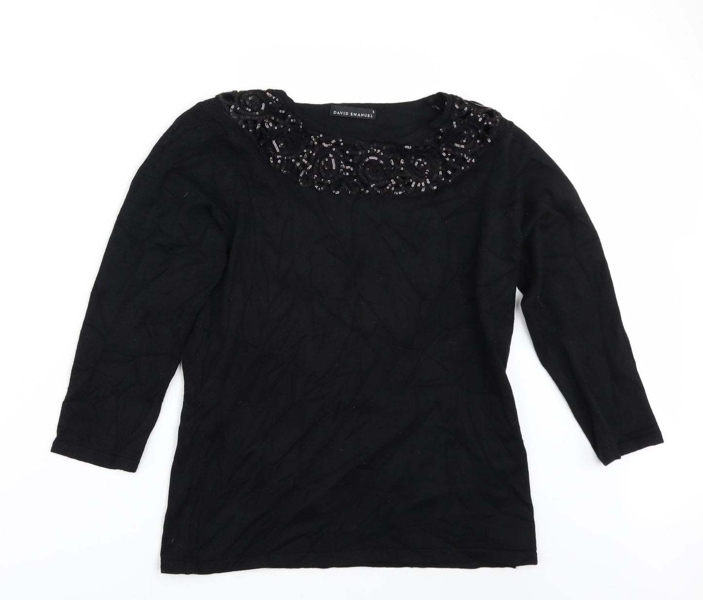 David Emanuel Womens Black   Pullover Jumper Size S  - sequin
