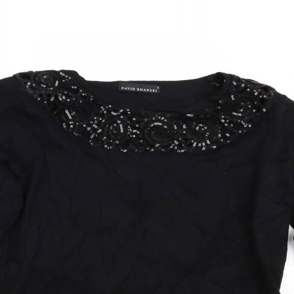 David Emanuel Womens Black   Pullover Jumper Size S  - sequin