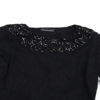 David Emanuel Womens Black   Pullover Jumper Size S  - sequin