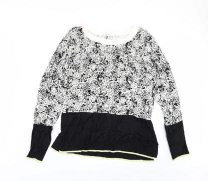 Next Womens Black Floral  Pullover Jumper Size 6